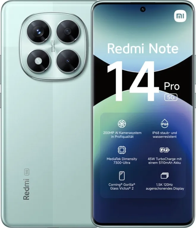 Смартфон Xiaomi Redmi Note 14 Pro 5G 12/256Gb Coral Green Global Version