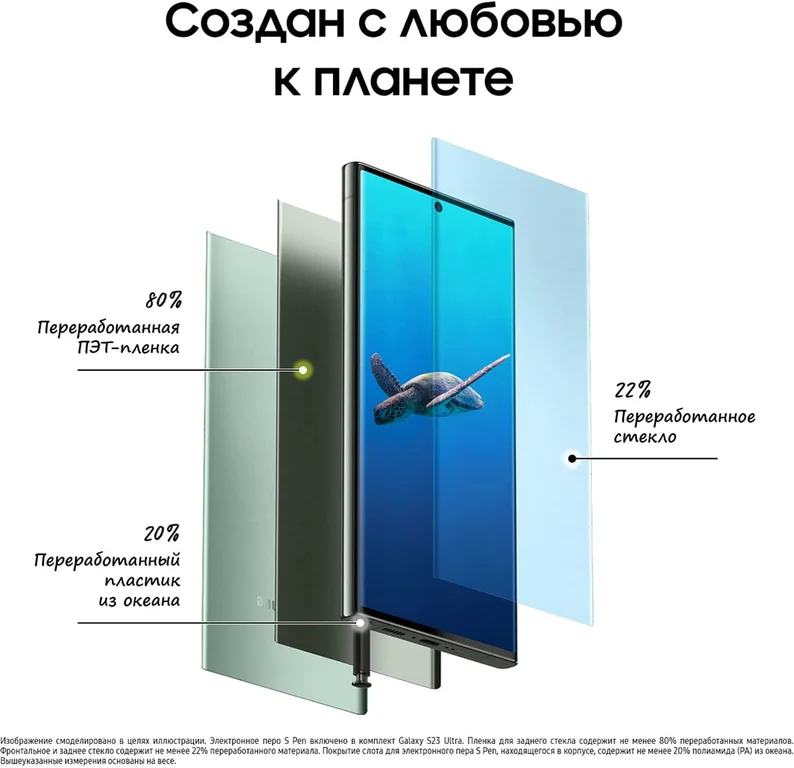 Смартфон Samsung Galaxy S23 Ultra (2023) 12/256Gb Green, зелёный